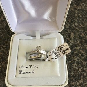 sterling silver / real 1/5 carats diamond ring